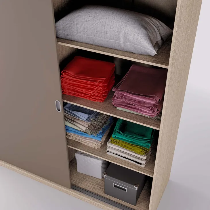 Armadio 180x191h cm scorrevole moderno rovere scuro marrone Morante