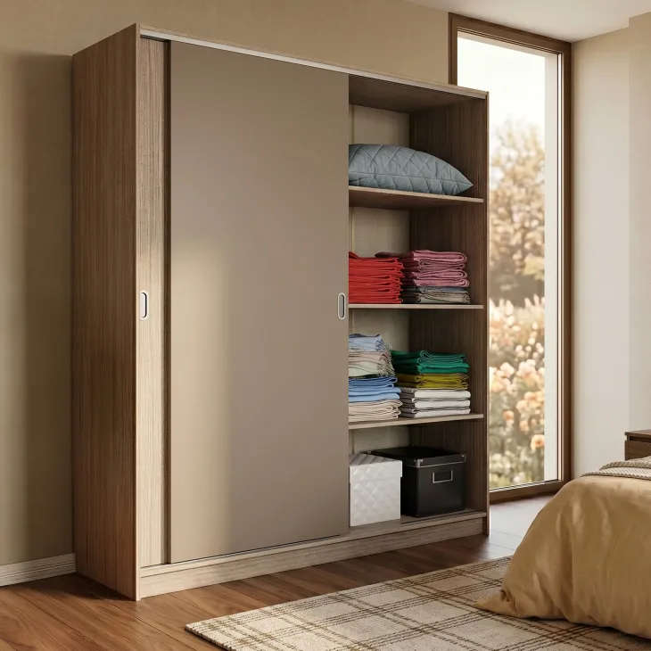 Armadio 180x191h cm scorrevole moderno rovere scuro marrone Morante