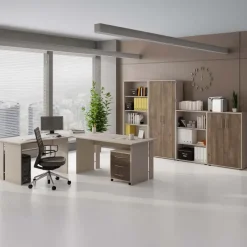 Arredo ufficio completo beige cashmere noce Woody