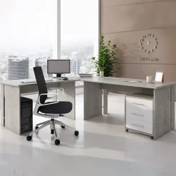 Arredo ufficio completo bianco frassinato cemento Woody