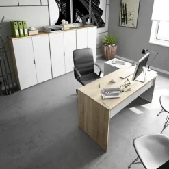 Arredo ufficio completo moderno bianco opaco rovere natura Work 1