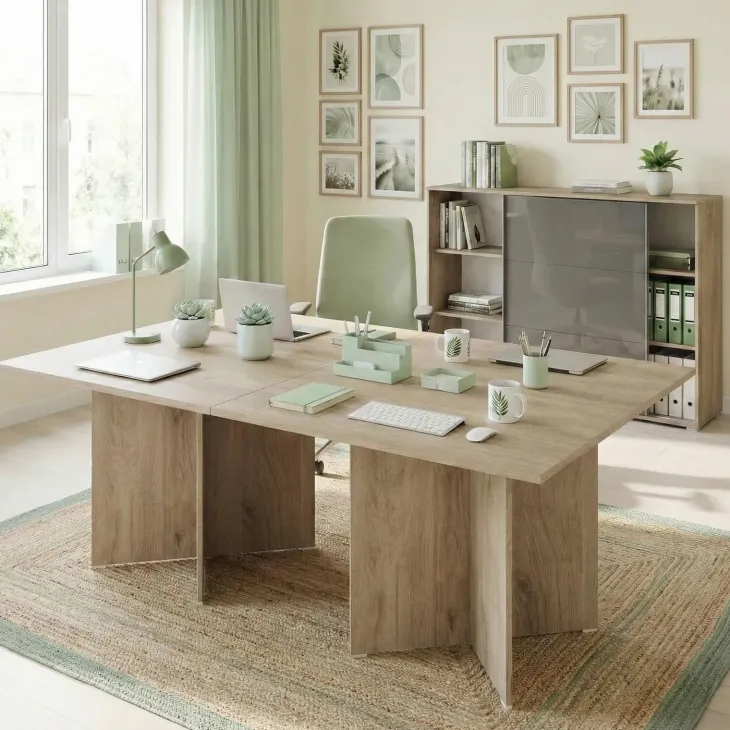 Arredo ufficio completo moderno rovere antracite lucido Time 1