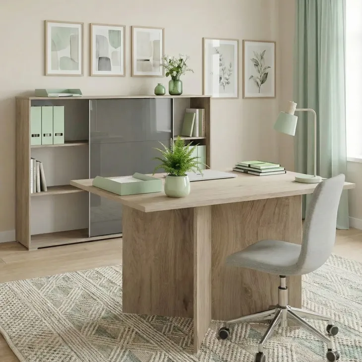 Arredo ufficio completo moderno rovere antracite lucido Time 5