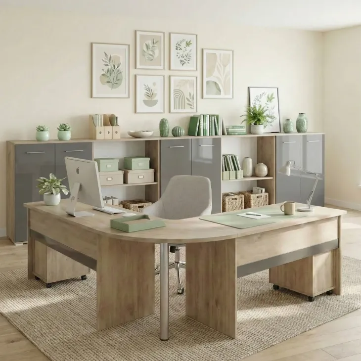 Arredo ufficio completo rovere antracite lucido Time 4
