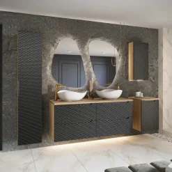 Base bagno sospesa 30x60h cm 1 anta nero rovere Swim