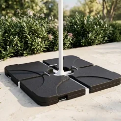 Base per ombrellone a sbalzo 50x50cm in 4 pezzi nero con attacco in metallo Atlas