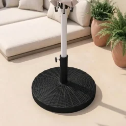 Base rotonda 53cm per ombrellone con palo centrale 25 kg in resina nera Titan