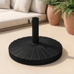 Base rotonda 53cm per ombrellone con palo centrale 25 kg in resina nera Titan