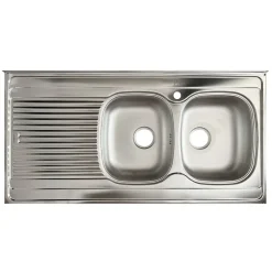 Base sottolavello 120x83h cm con doppio lavello e gocciolatoio a sinistra 3 ante bianco frassinato Talise