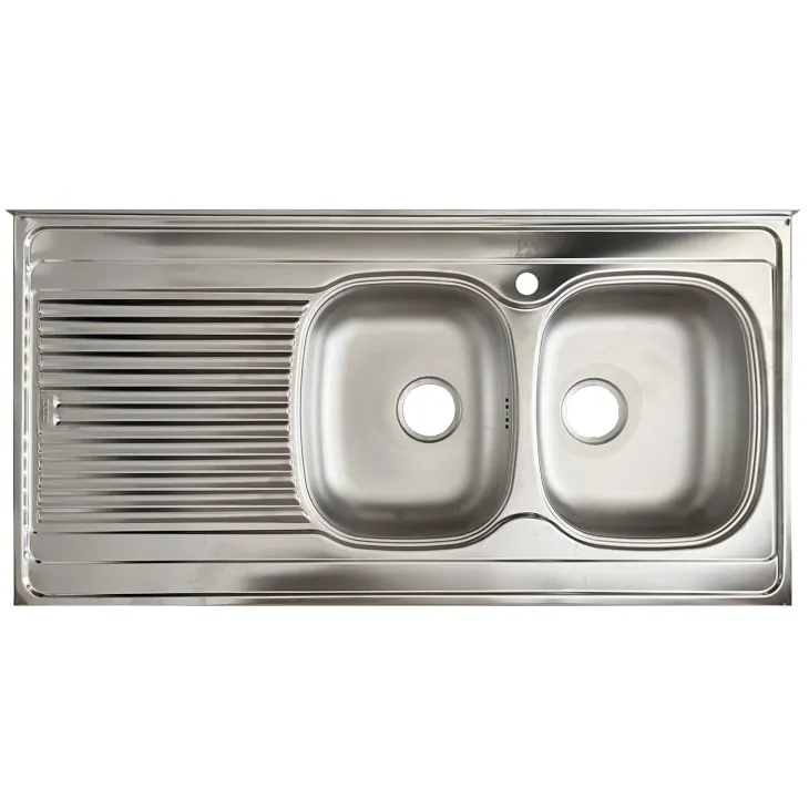 Base sottolavello 120x83h cm con doppio lavello e gocciolatoio a sinistra 3 ante bianco frassinato Talise