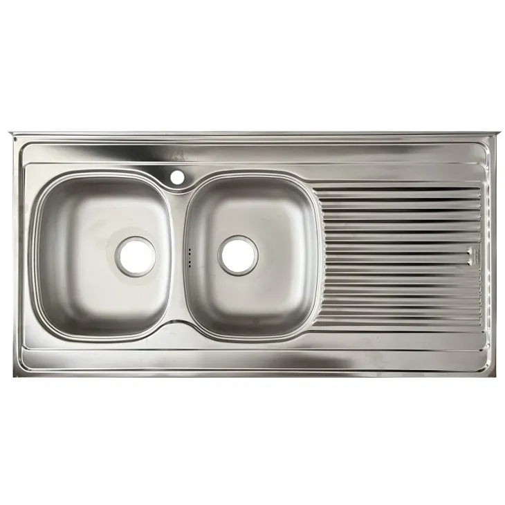 Base sottolavello 120x83h cm con doppio lavello e gocciolatoio a destra 3 ante bianco frassinato Talise