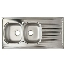 Base sottolavello 120x83h cm con doppio lavello e gocciolatoio a destra 2 ante 3 cassetti bianco rovere olmo Talise