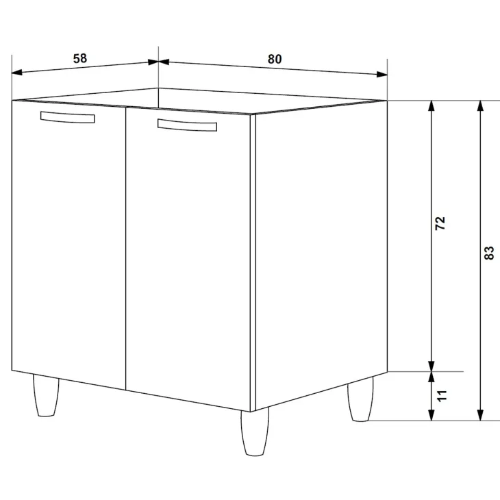 Base sottolavello 120x86h cm reversibile 3 ante rovere olmo Talise