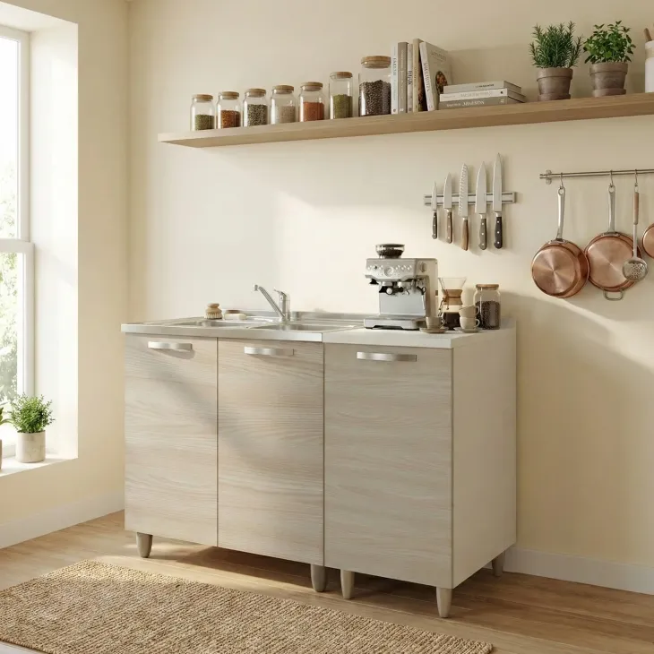 Base sottolavello 120x86h cm reversibile 3 ante rovere olmo Talise