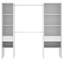 Cabina armadio allungabile 140/200x185h cm con cassetti e appendiabiti bianco Kora