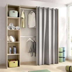 Cabina armadio allungabile 110/178x205h cm con tenda rovere Rivo