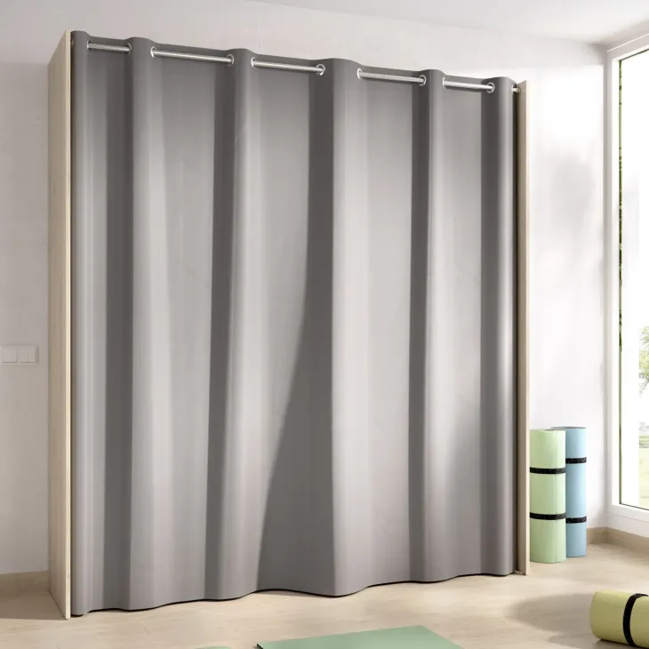 Cabina armadio allungabile 110/178x205h cm con tenda rovere Rivo
