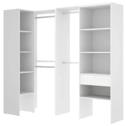 Cabina armadio angolare allungabile 198/248x187h cm con cassetto e appendiabiti bianco Kora