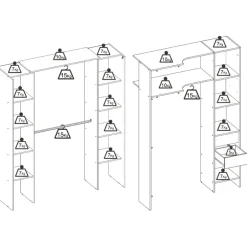 Cabina armadio angolare allungabile 164/232x205h cm con tenda bianco Rivo