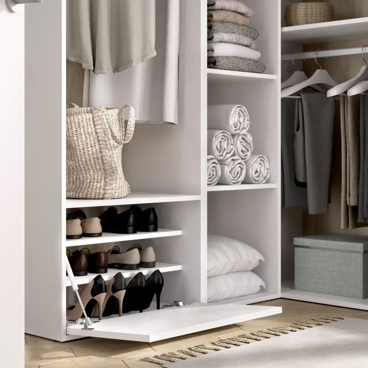 Cabina armadio angolare 145x205h cm con scarpiera bianco rovere Vixa