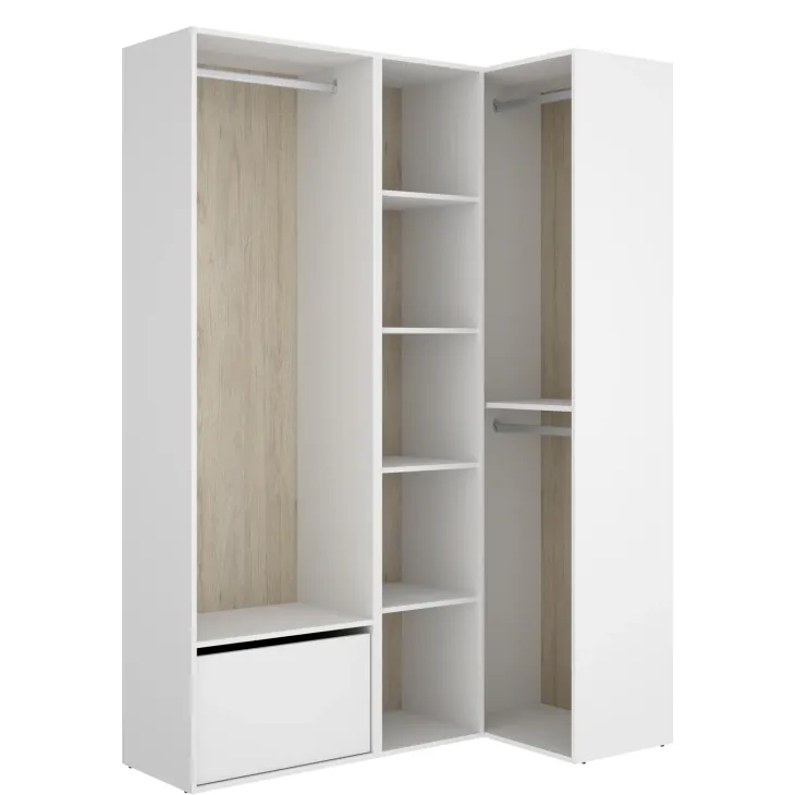Cabina armadio angolare 145x205h cm con scarpiera bianco rovere Vixa