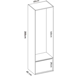 Cabina armadio angolare 145x205h cm con scarpiera bianco rovere Vixa