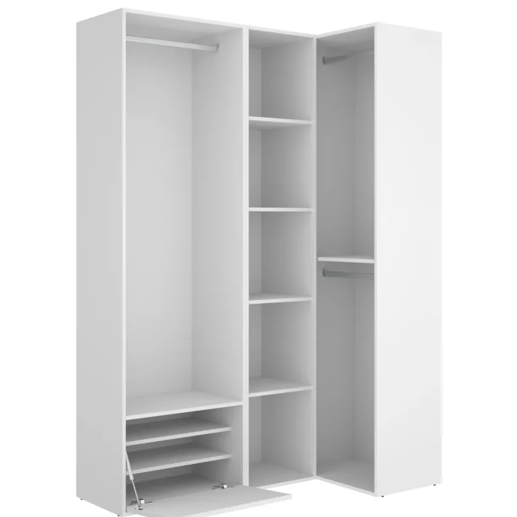 Cabina armadio angolare 145x205h cm con scarpiera bianco rovere Vixa
