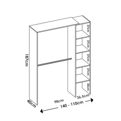 Cabina armadio angolare 228x187h cm 4 scomparti bianco Rincon
