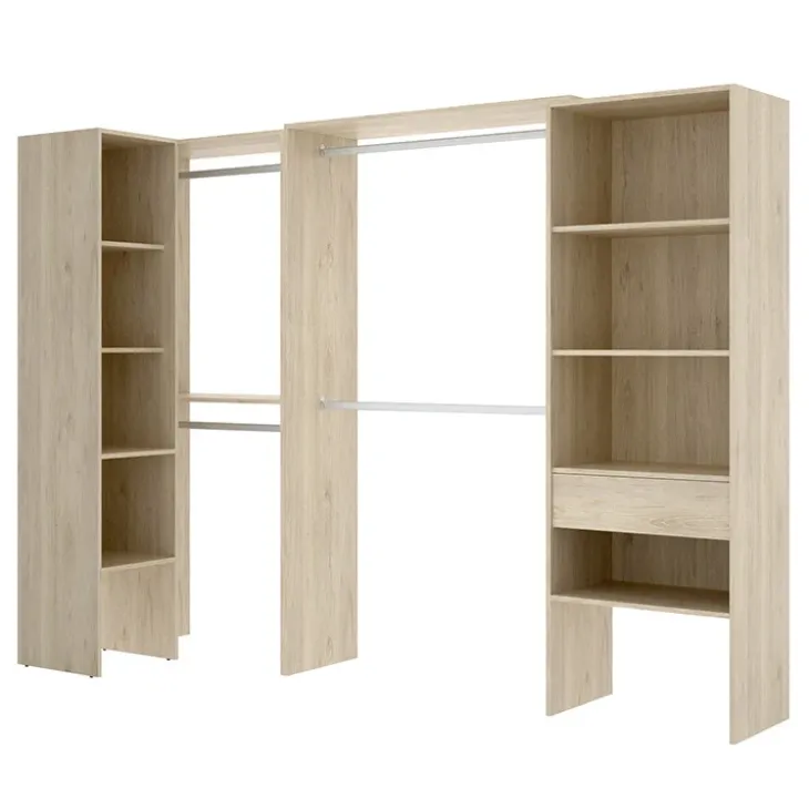 Cabina armadio angolare 248x187h cm 4 scomparti rovere noce Rincon