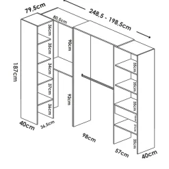 Cabina armadio angolare 248x187h cm 4 scomparti rovere noce Rincon
