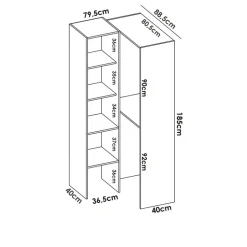 Cabina armadio angolare 226x186h cm 3 scomparti con appendiabiti bianco Soler