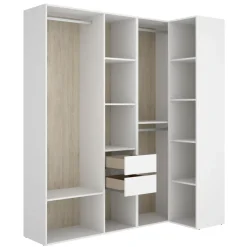 Cabina armadio angolare 183x205h cm con cassetti bianco rovere Vixa