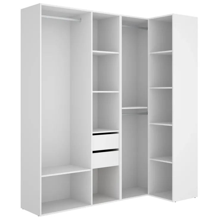Cabina armadio angolare 183x205h cm con cassetti bianco rovere Vixa