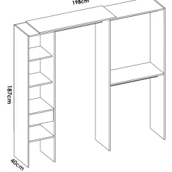 Cabina armadio angolare 137x187h cm con cassetti bianco Kora