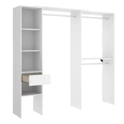 Cabina armadio angolare 137x187h cm con cassetti bianco Kora