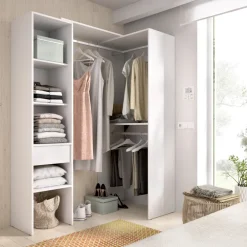 Cabina armadio angolare 137x187h cm con cassetti bianco Kora