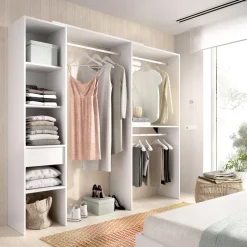 Cabina armadio angolare 137x187h cm con cassetti bianco Kora