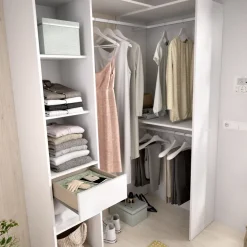 Cabina armadio angolare 137x187h cm con cassetti bianco Kora
