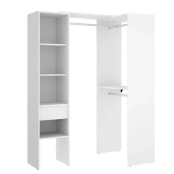 Cabina armadio angolare 137x187h cm con cassetti bianco Kora
