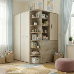 Cabina armadio 148x199h cm ad angolo cameretta rovere champagne beige Fabio Gihome®