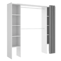 Cabina armadio 180x205h cm allungabile moderno aperto con tenda bianco Simpli