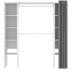 Cabina armadio 180x205h cm allungabile moderno aperto con tenda bianco Simpli