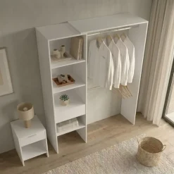 Cabina armadio 160x187h cm allungabile reversibile moderno aperto bianco Mobik
