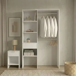 Cabina armadio 160x187h cm allungabile reversibile moderno aperto bianco Mobik