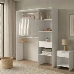 Cabina armadio 160x187h cm allungabile reversibile moderno aperto bianco Mobik