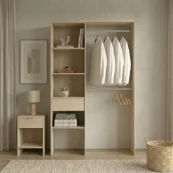 Cabina armadio 160x187h cm allungabile reversibile moderno aperto rovere Mobik
