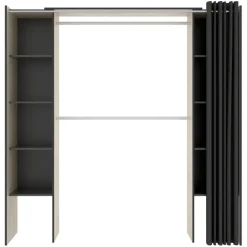 Cabina armadio 180x205h cm allungabile moderno aperto con tenda rovere grafite Simpli
