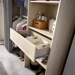 Cabina armadio 160x205h cm allungabile moderno aperto con tenda rovere noce Gover