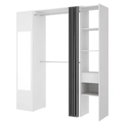 Cabina armadio 177x205h cm 1 anta con specchio moderno bianco grigio Gonzalo
