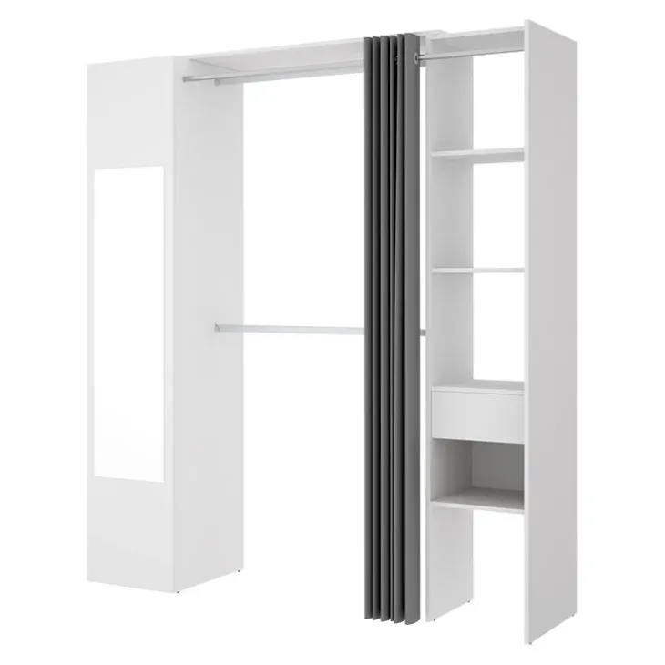 Cabina armadio 177x205h cm 1 anta con specchio moderno bianco grigio Gonzalo